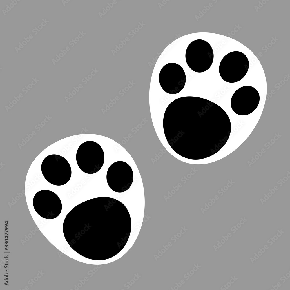 Panda paw prints icon isolated on grey background poster banner.