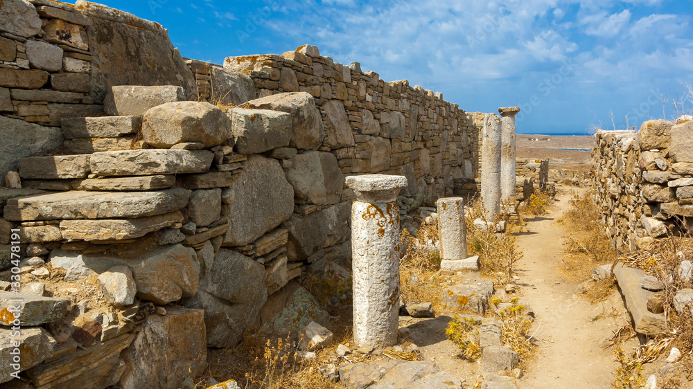 Ancient ruins of Delos in Greece