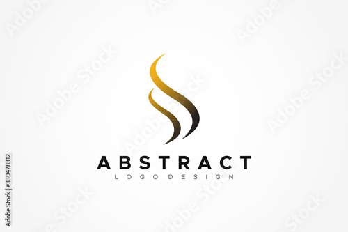 Abstract Gold Gradient Hair Wave Logo Letter S isolated on white background. Flat Vector Logo Design Template Element
