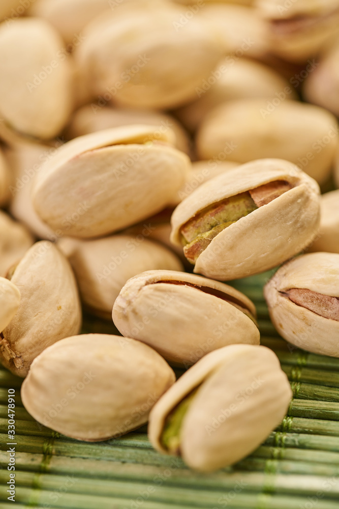 fresh pistachios close-up