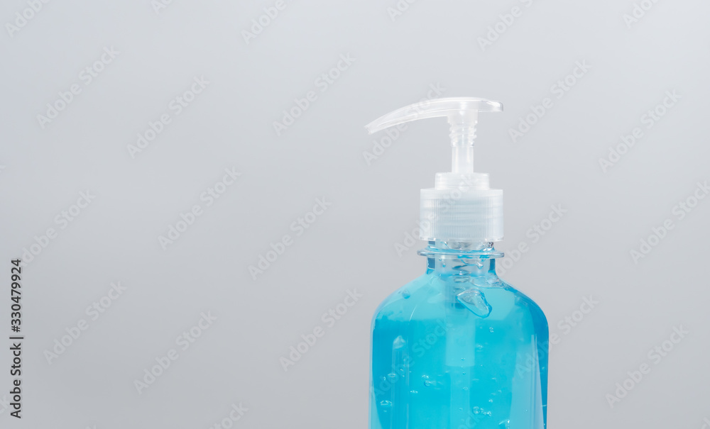The blue sanitizer gel bottle to prevent Covid-19. The blue sanitizer gel bottle to prevent Covid-19.