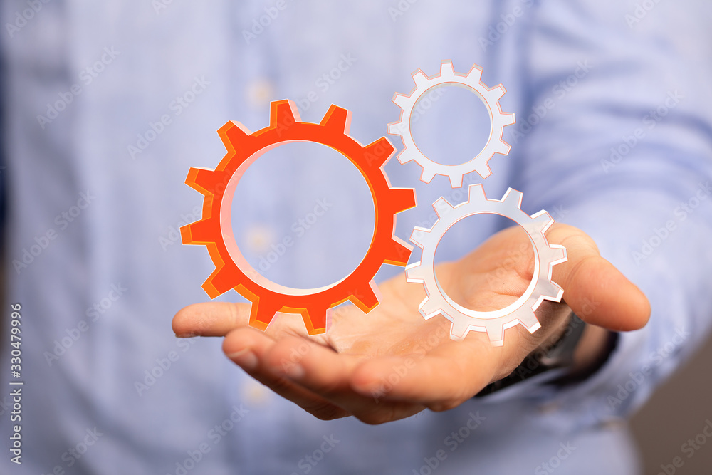Business, Internet and technology concept. Business select gear icon on virtual screen. Business, Internet and technology concept. Business select gear icon on virtual screen.