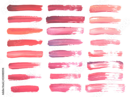 Obraz na płótnie Abstract watercolor red and pink brush strokes isolated on white, creative illustration,fashion background. Vector