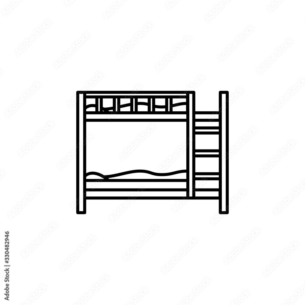 bed, interior, child line illustration icon on white background bed, interior, child line illustration icon on white background