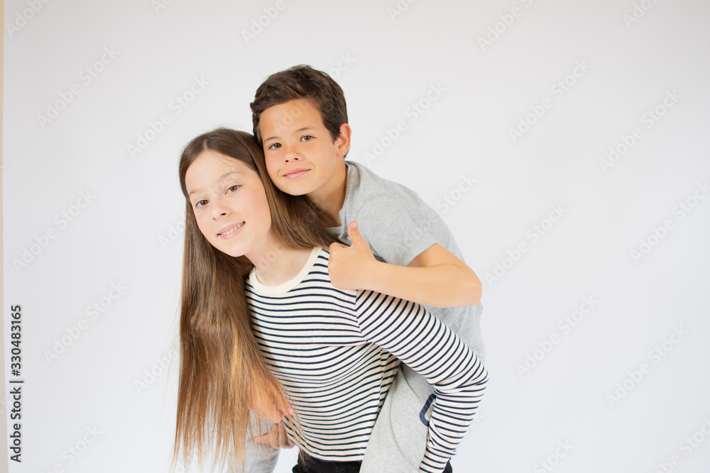 Two good friends hugging smiling