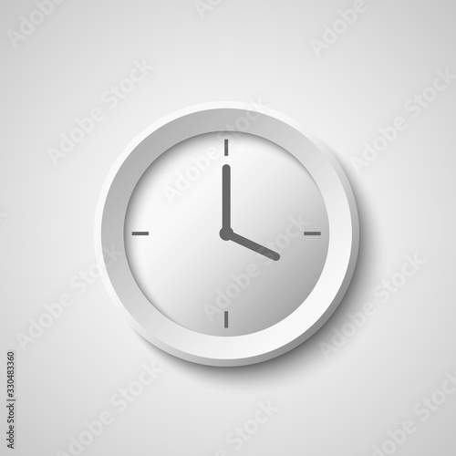 White clock. Vector illustration.