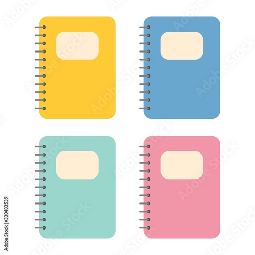 Flat design notepad and paper sheets isolated on white background whit place for text.