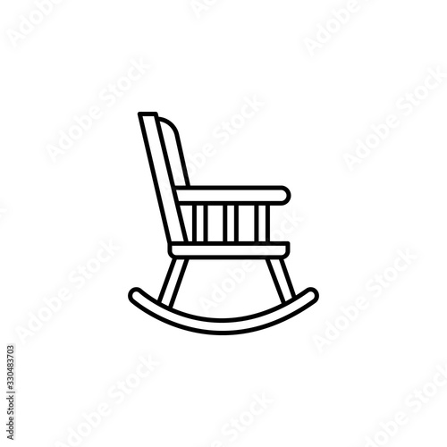 chair, rocking, seat line illustration icon on white background