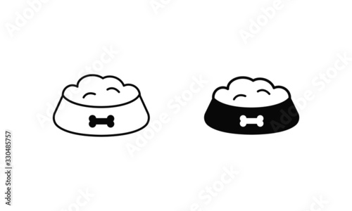 set of dog bowl vector icon