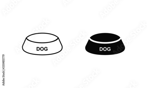 set of dog bowl vector icon