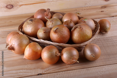 Onions on table