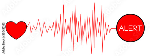 Vector - Fast electrocardiogram send to Alert icon. The heartbeats are getting more intense. Life problem. Health care concept.
