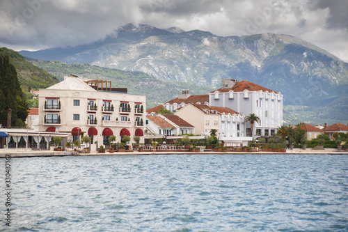 Fototapeta Naklejka Na Ścianę i Meble -  Seascape overlooking Tivat on a clear summer day, Montenegro.