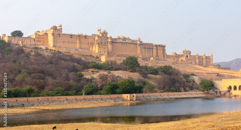 Jaipur, Rajasthan, India - January 5 2020 - View of the Amer Fort Jaipur, Rajasthan, India - January 5 2020 - View of the Amer Fort