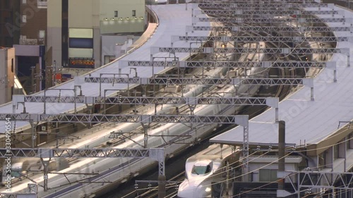 新幹線が浜松駅を通過する様子を俯瞰で photo