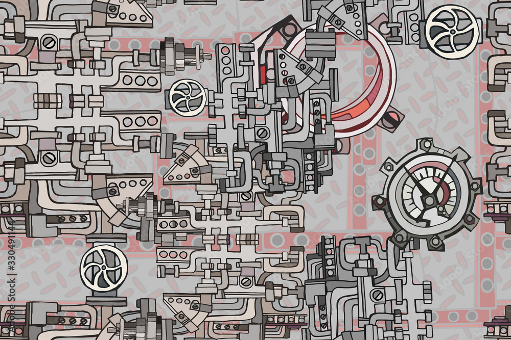 Machine Abstract Drawing Abstract industrial illustration with fictional gearwheels and abstract ...