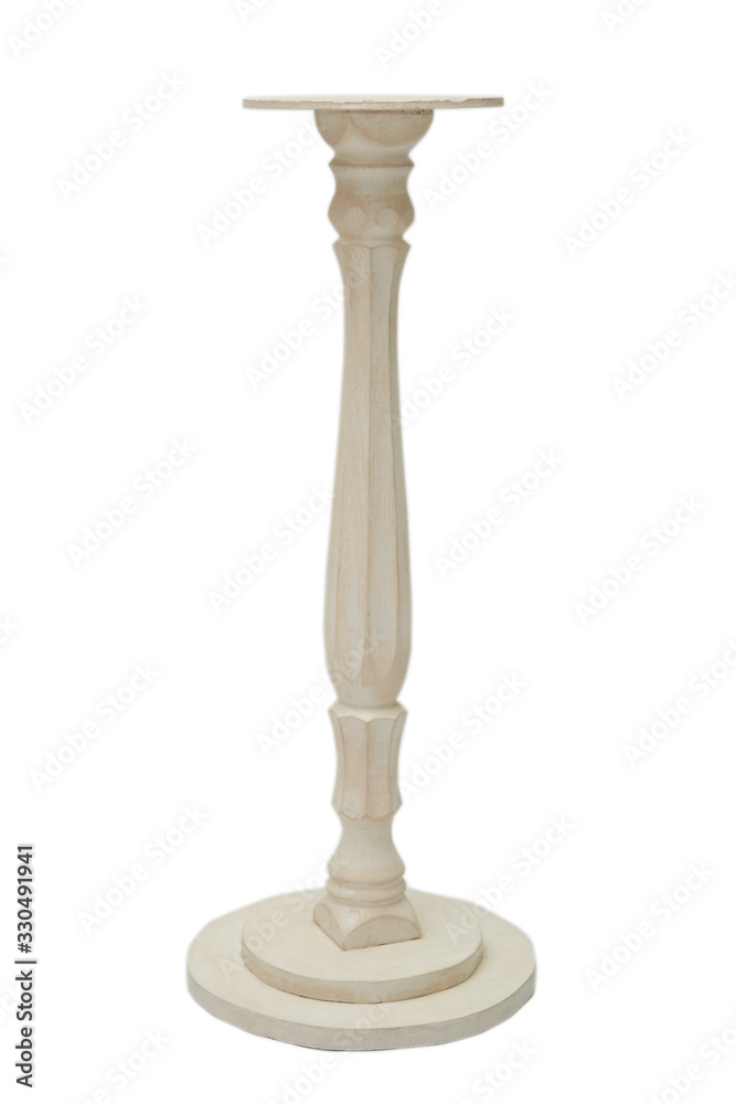 High carved stand for vases made of wood on a white background. Isolated High carved stand for vases made of wood on a white background. Isolated