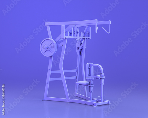 body build gym equipments, in monochrome blue color background,3d Rendering