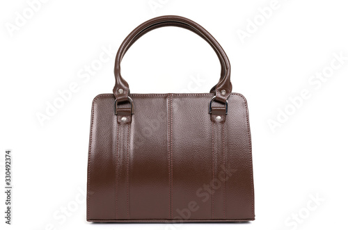 model of a brown leather bag on a white background