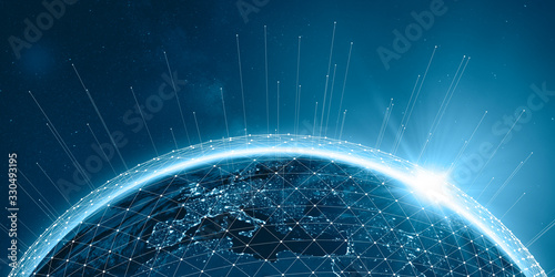 Erde – Nachts über Eurasien Daten und Netzwerk
