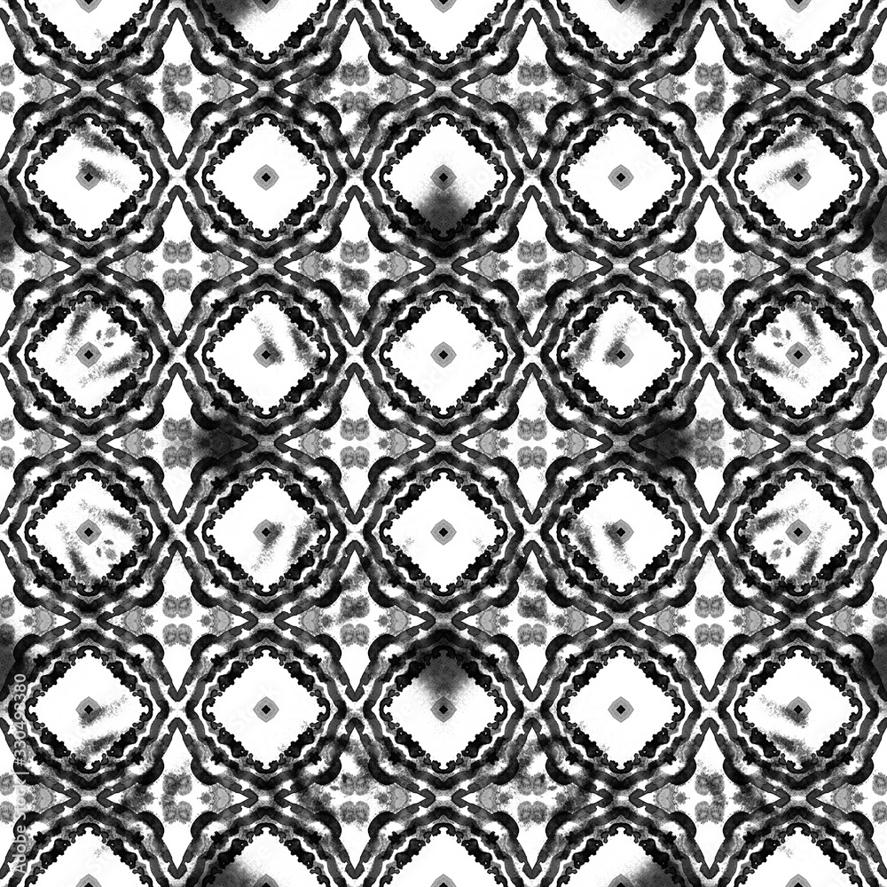 Mosaic Traditional Art. Black, White, Monochrome 