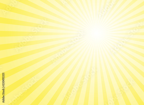 Sunlight rays horizontal background. Bright yellow color burst background.