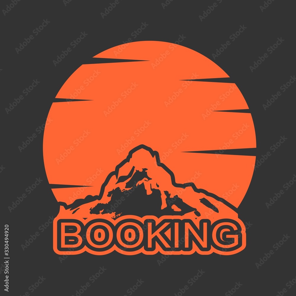 Summer holiday vacation booking online concept. Sunrise and mountains