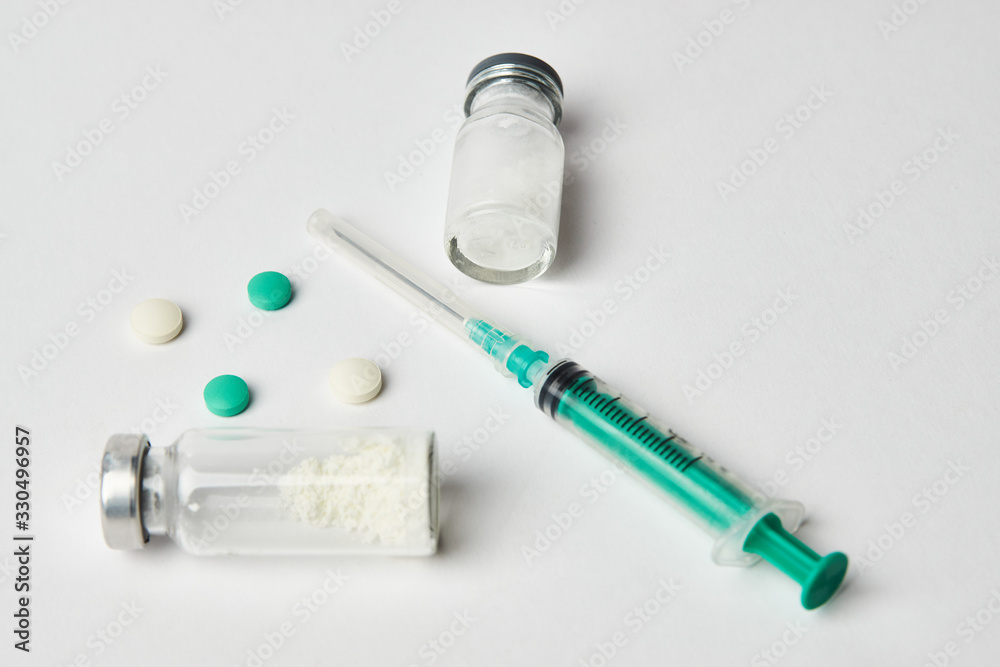Vial Drug Vaccine Plastic Syringe with Needle and medicine tablet Vial Drug Vaccine Plastic Syringe with Needle and medicine tablet