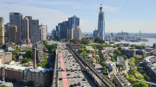 Sydney city traffic aerial view