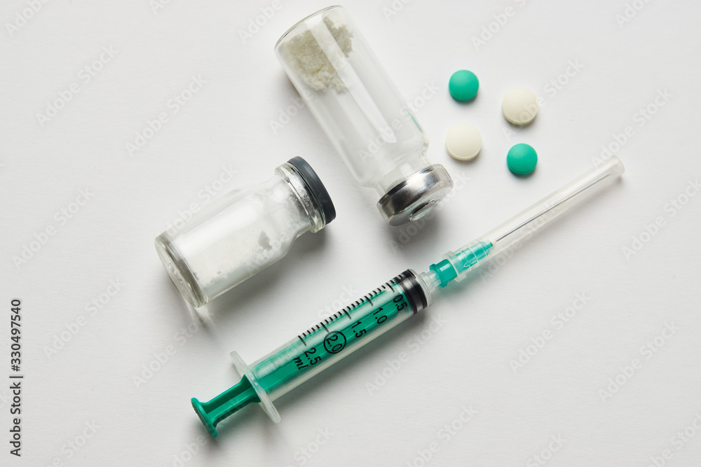 Vial Drug Vaccine Plastic Syringe with Needle and medicine tablet Vial Drug Vaccine Plastic Syringe with Needle and medicine tablet