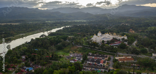 Aerial view of rural Kuala Kangsar town in Perak State, Malaysia