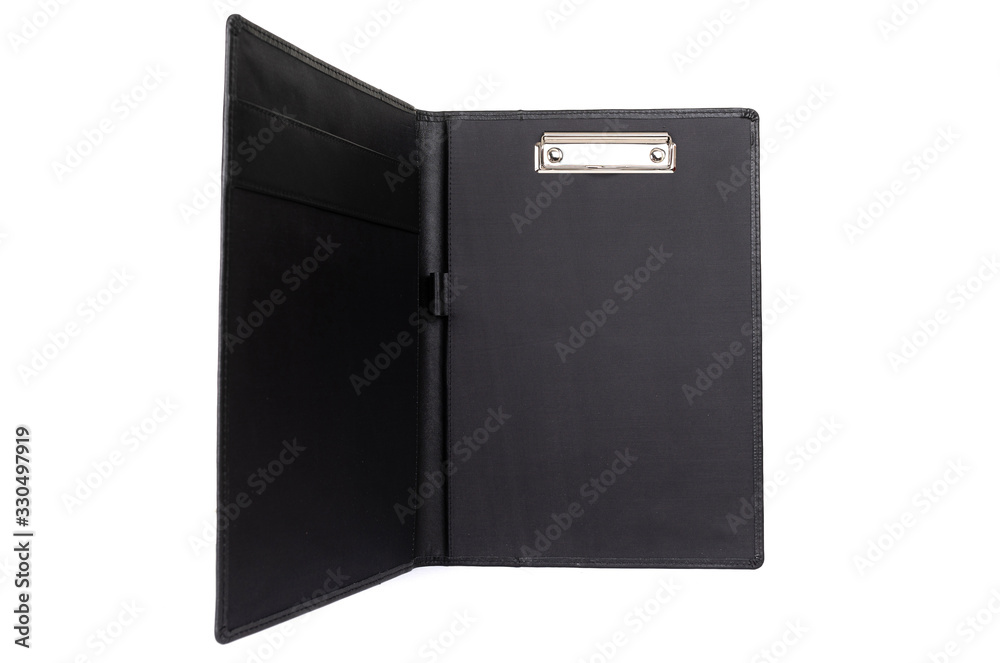 leather open portfolio for documents on a white background leather open portfolio for documents on a white background