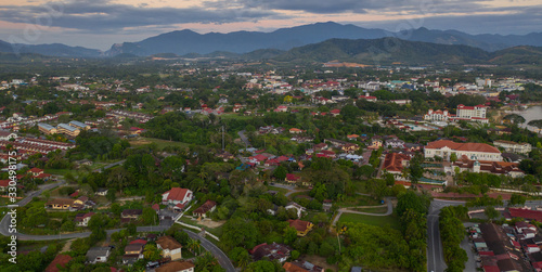 Aerial view of rural Kuala Kangsar town in Perak State, Malaysia photo