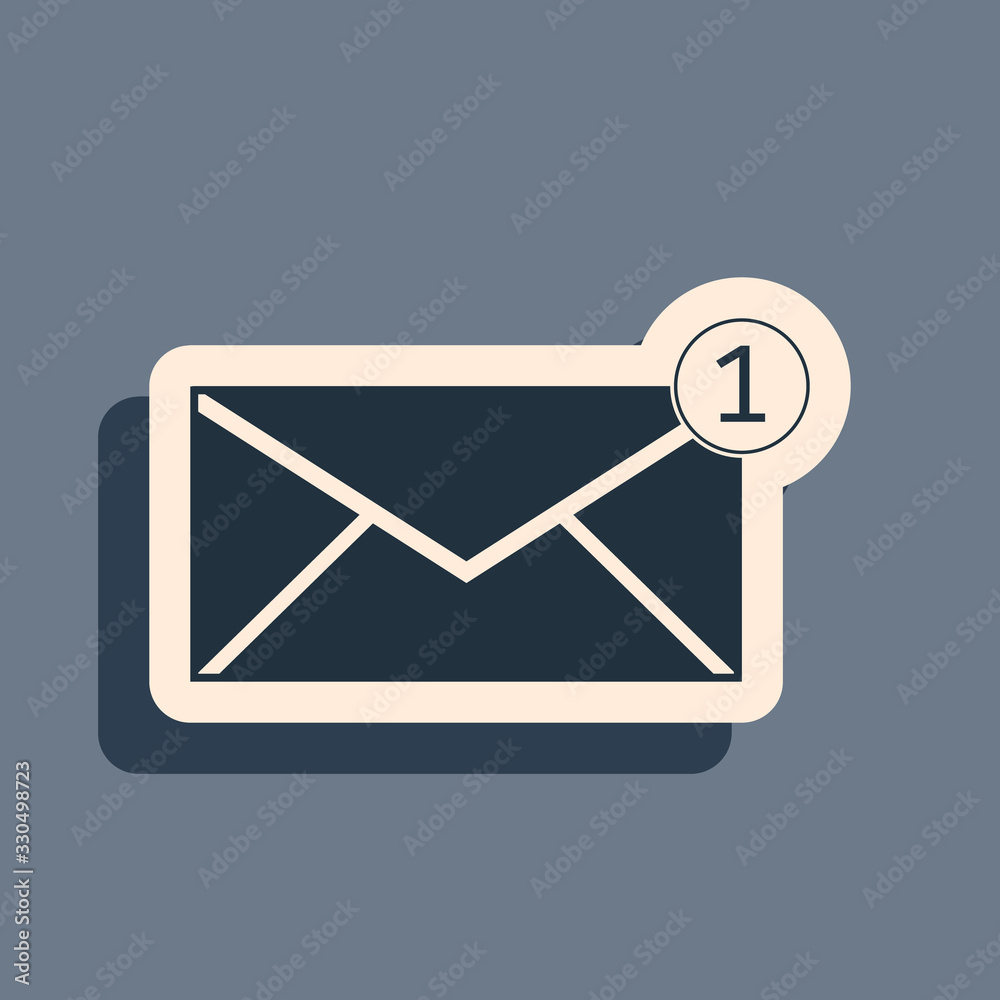 Black Envelope icon isolated on grey background. Received message concept. New, email incoming message, sms. Mail delivery service. Long shadow style. Vector Illustration Black Envelope icon isolated on grey background. Received message concept. New, email incoming message, sms. Mail delivery service. Long shadow style. Vector Illustration