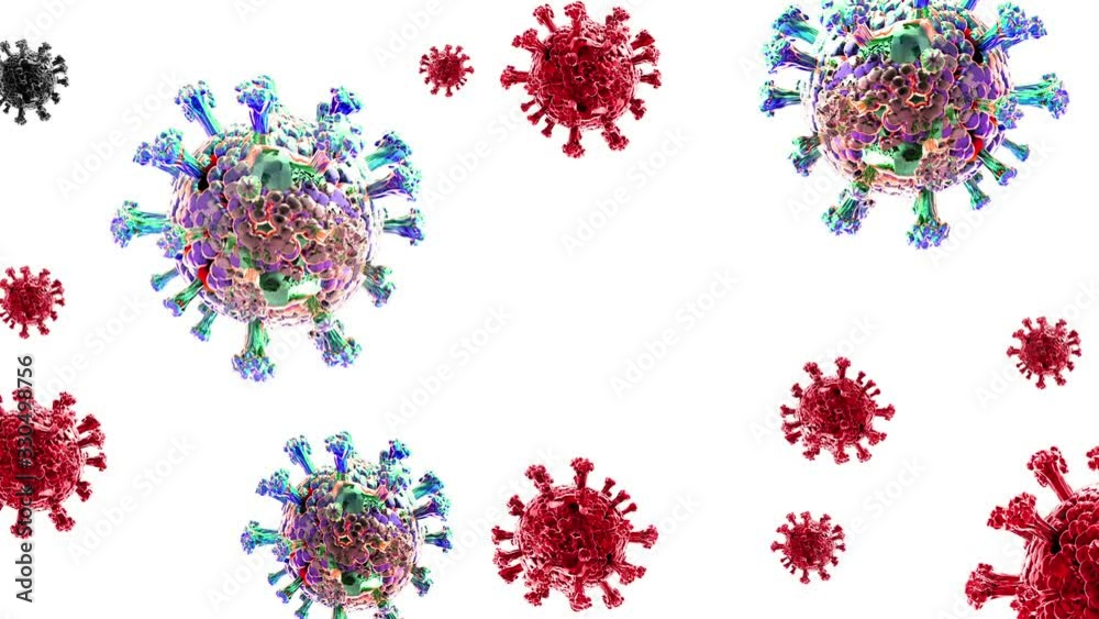 Coronavirus Infection Concept 3d Animation. 2019-Ncov, Sars, Mers.uhan Coronavirus Covid-19, Realestic 3D Animation isolated on white background, 4K