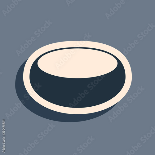 Black Bowl icon isolated on grey background. Long shadow style. Vector Illustration