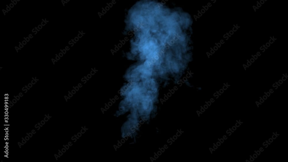 White (blue) steam spins and rises from the pan. Smoke abstract. Smoke cloud. White smoke on black background. Cigarette smoke. Fog background. Use blending mode. blue smoke. Realistic dry ice smoke .
