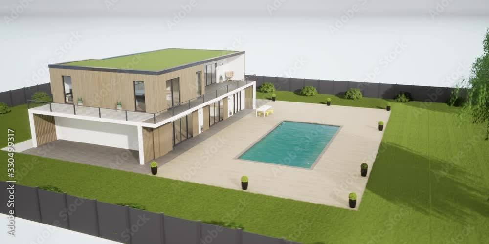 vue 3d à 360° d'une villa de luxe
