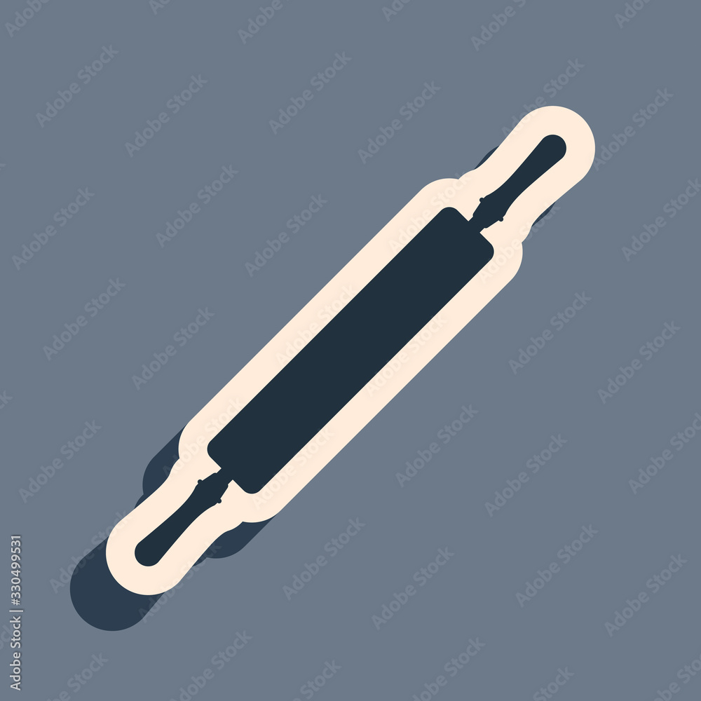 Black Rolling pin icon isolated on grey background. Long shadow style. Vector Illustration Black Rolling pin icon isolated on grey background. Long shadow style. Vector Illustration