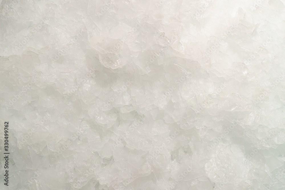 Naklejka premium Closeup of flake ice at seafood market or super market.