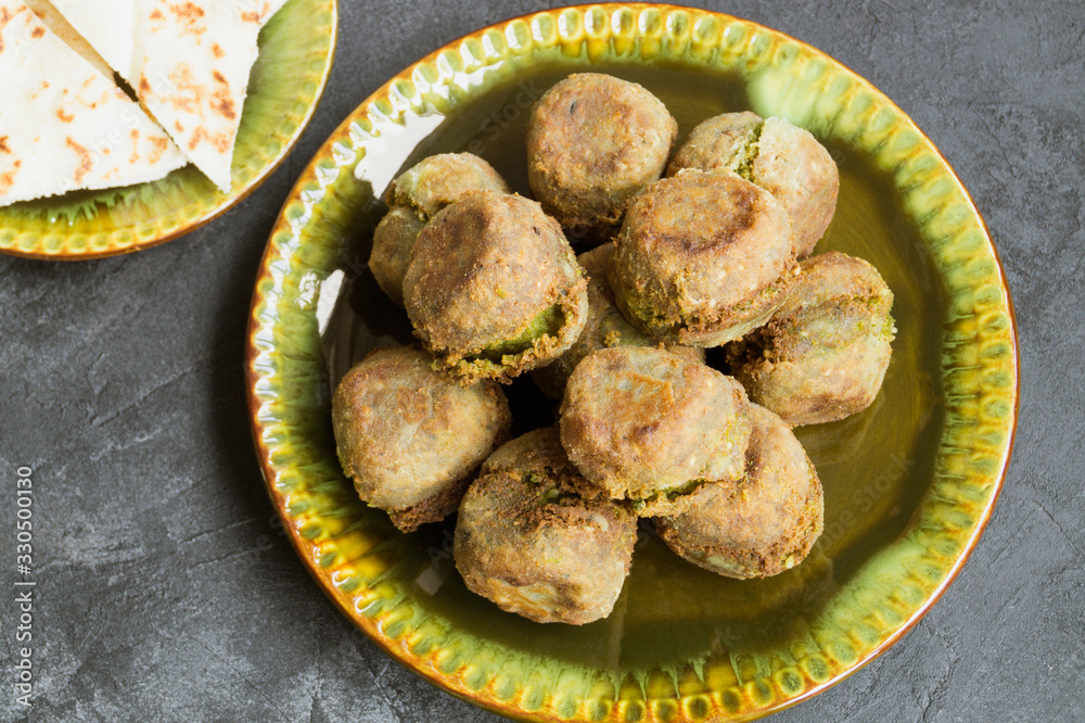 Falafel, a traditional Israeli dish of chickpea. Falafel, a traditional Israeli dish of chickpea.