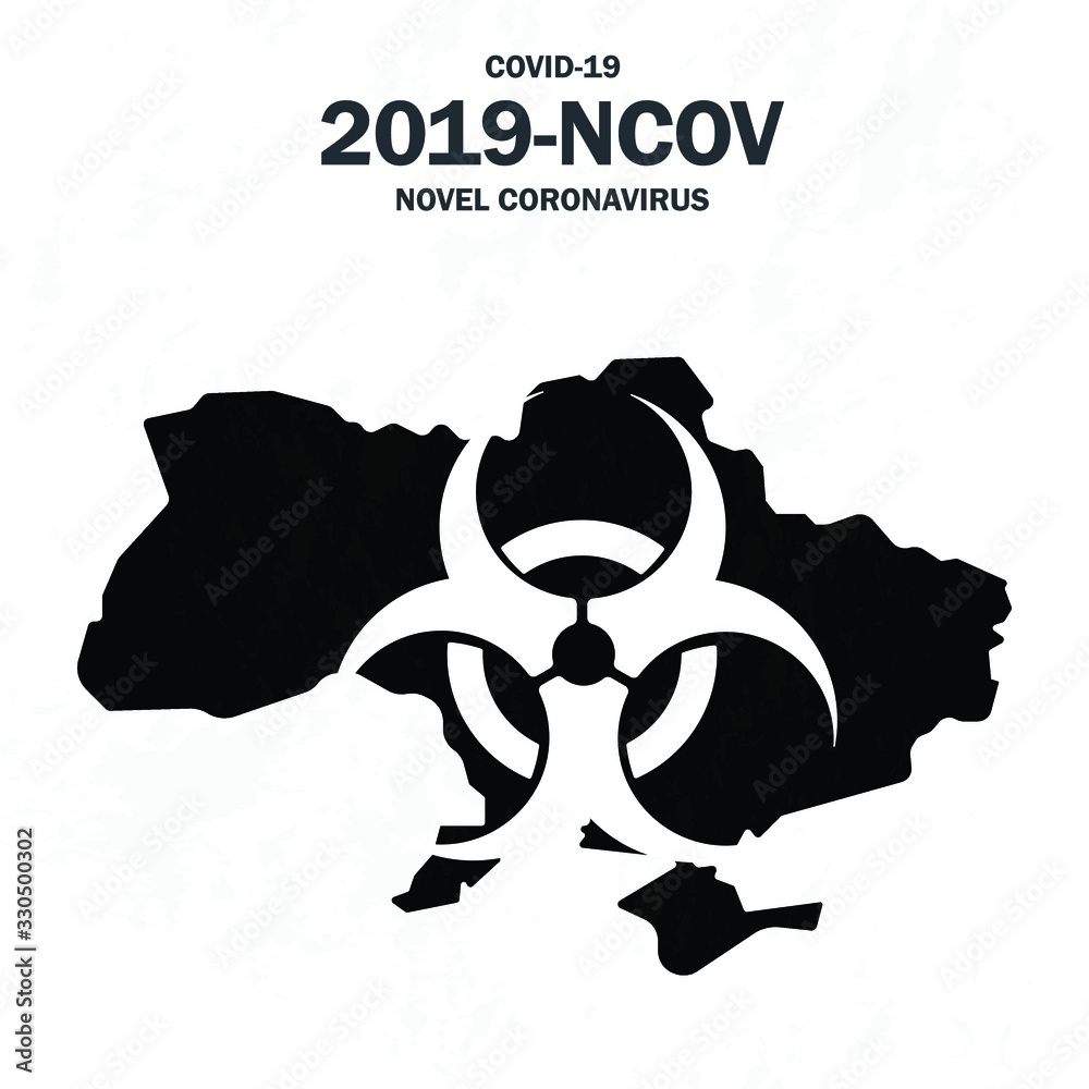 Novel Coronavirus (2019-NCOV). Map infographics of Ukraine.Vector illustration.Black and white. Novel Coronavirus (2019-NCOV). Map infographics of Ukraine.Vector illustration.Black and white.