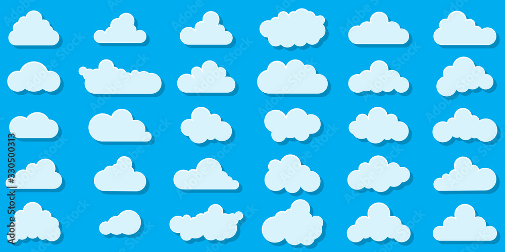 Naklejka Cloud icons - vector. Various shape of Clouds.