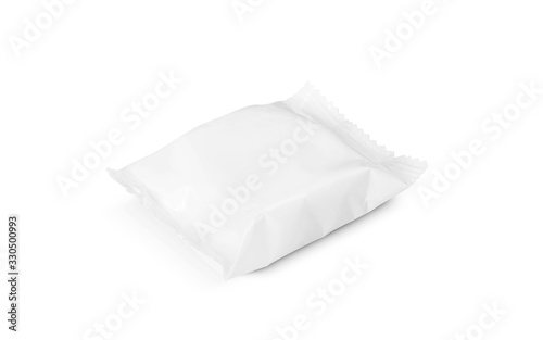 blank packaging white plastic sachet for soap bar toiletry product design mock-up