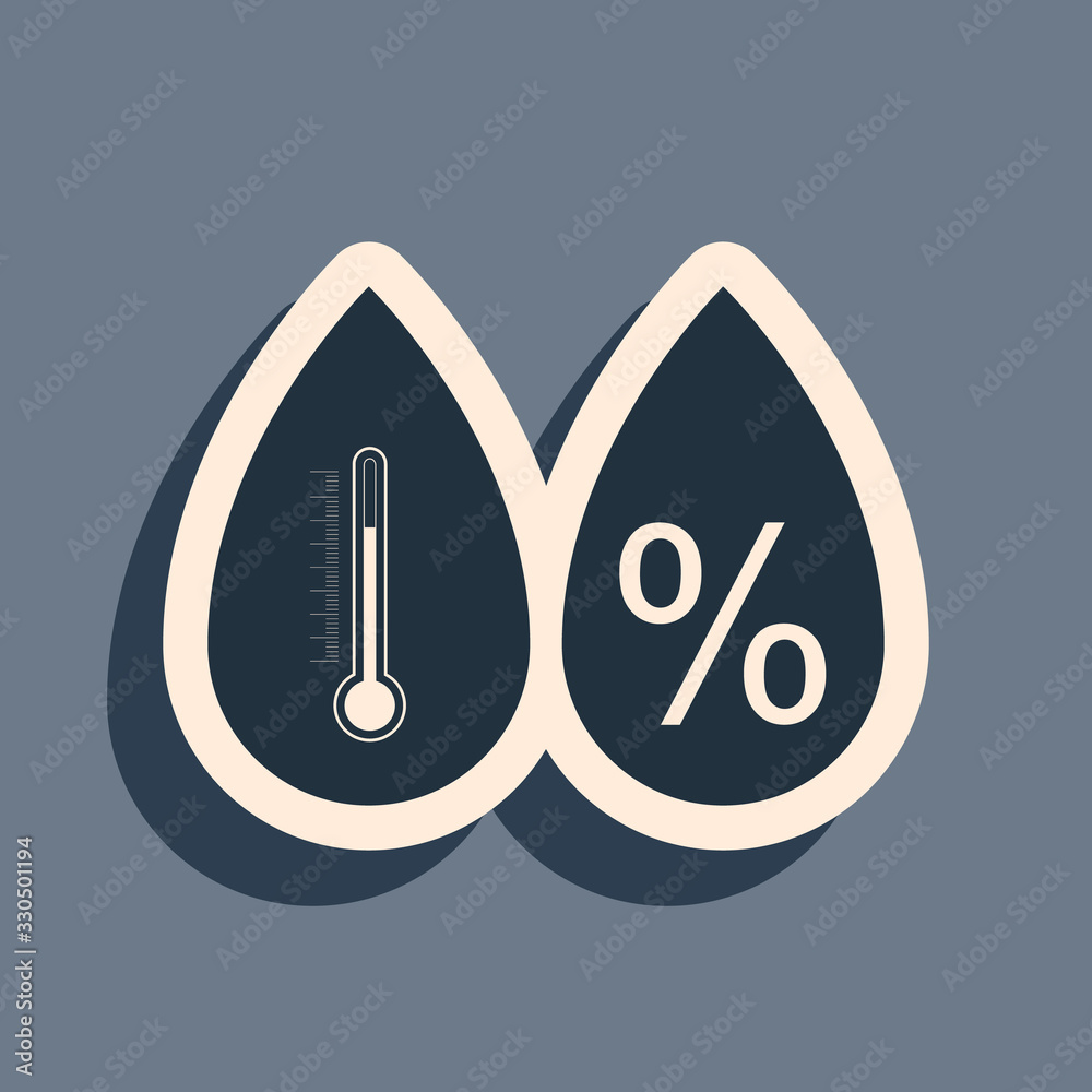 Black Humidity icon isolated on grey background. Weather and meteorology, thermometer symbol. Long shadow style. Vector Illustration Black Humidity icon isolated on grey background. Weather and meteorology, thermometer symbol. Long shadow style. Vector Illustration