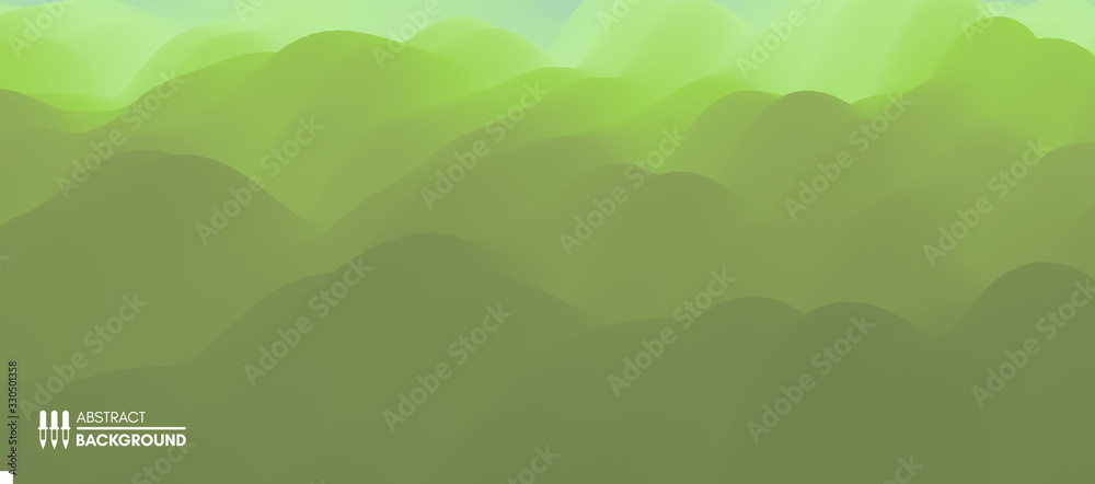 Naklejka Landscape with green mountains. Mountainous terrain. Abstract nature background. Vector illustration.