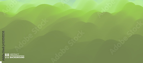 Landscape with green mountains. Mountainous terrain. Abstract nature background. Vector illustration.