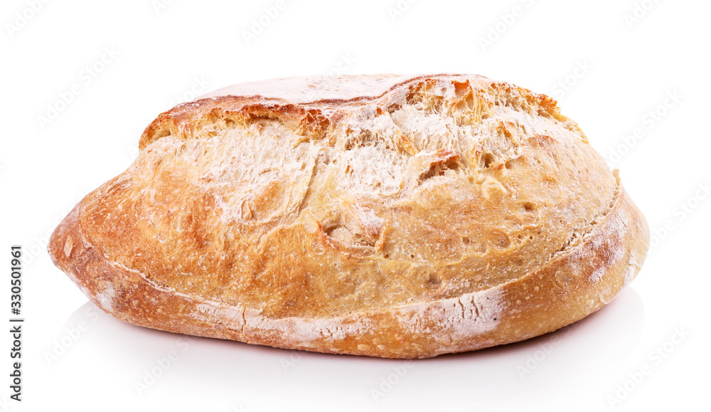 Fresh baked bread isolated on white background