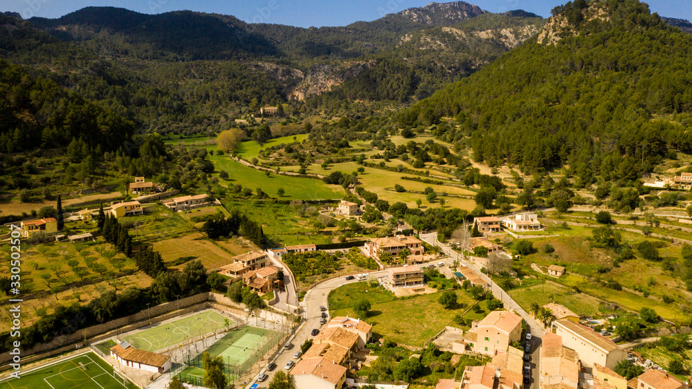 the city of Puigpunyent, Majorca, Spain, view from above