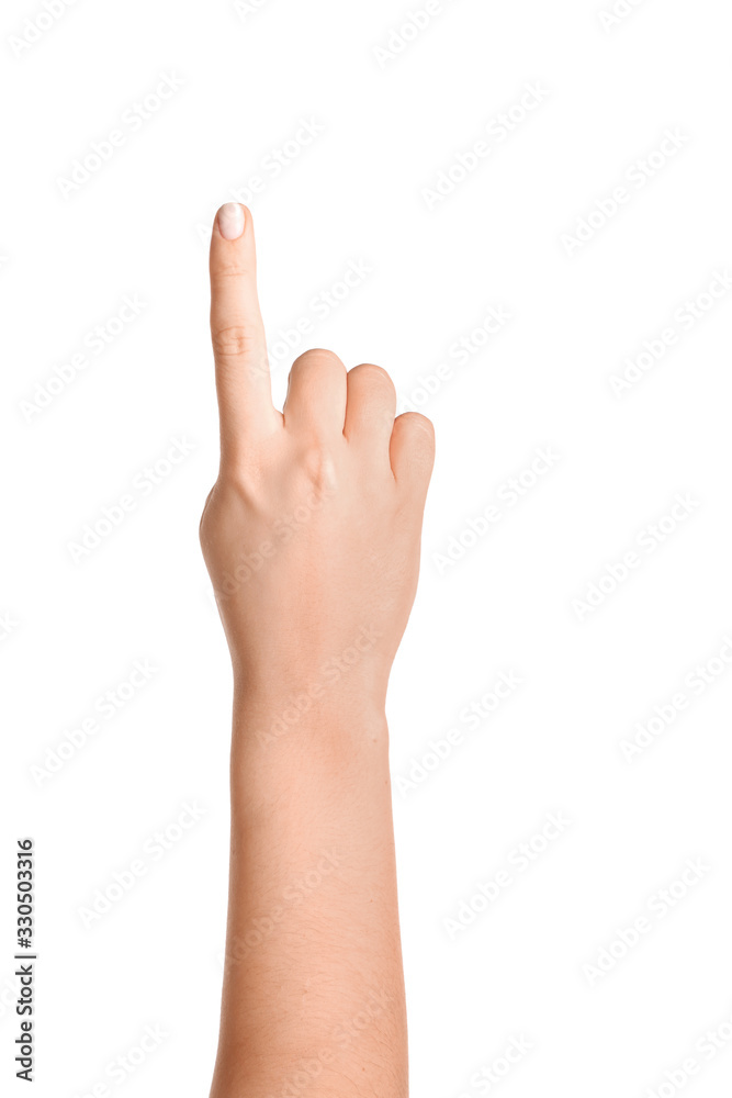 Gesture of Caucasian hand isolated on white background Gesture of Caucasian hand isolated on white background